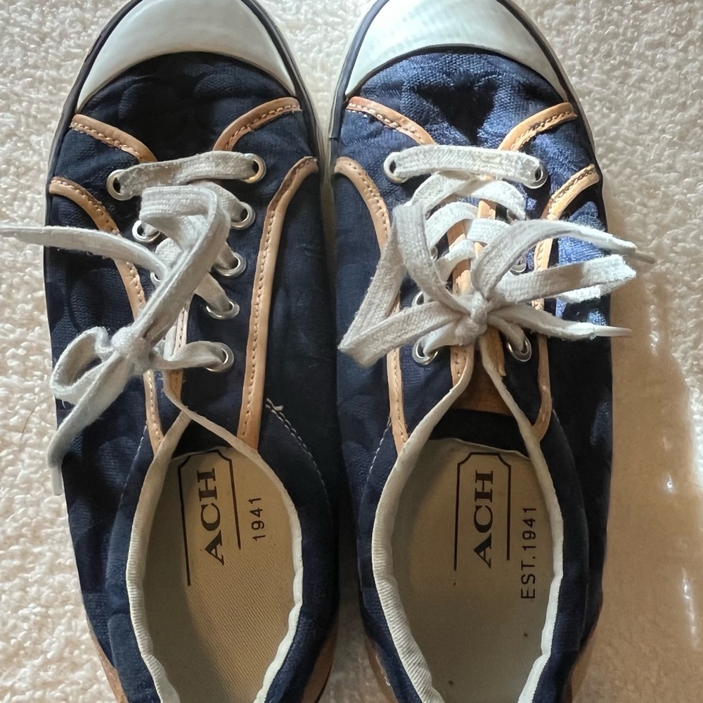Coach Navy and Tan Women's Sneakers